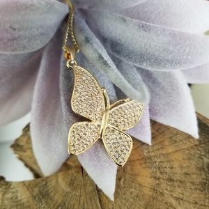 Butterfly Necklace 18k Gold Layered 18"